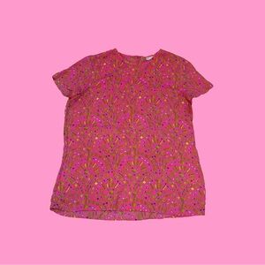 Banana Republic XS Top Faux Gem Print Silky Loose Light 100% poly GUC